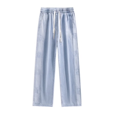 夏季薄款宽松休闲牛仔长裤子男孩