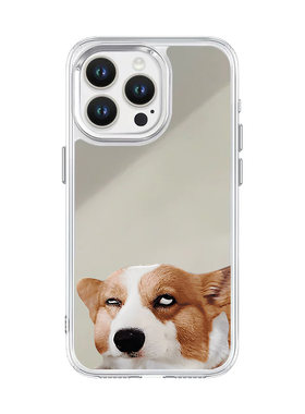 小众不撞款16plus苹果18Promax苹果17手机壳柯基搞怪翻白眼iPhone15镜面xr防摔华为Pura90新款p50情侣Mate80