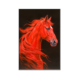 高级感红色马挂画玄关2026新款轻奢马到成功客厅装饰画入户壁画