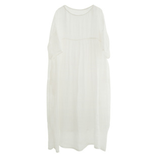 三亚棉麻超仙白色宽松文艺苎麻连衣裙女高端气质仙气飘逸长裙裙子