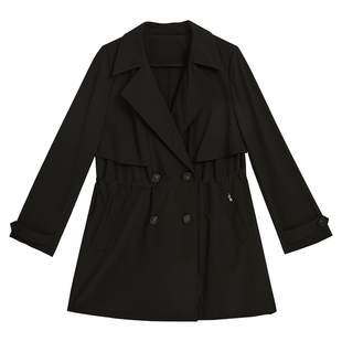 YINER音儿专选2025春季新款优雅一手长四面弹双排扣风衣气质外套