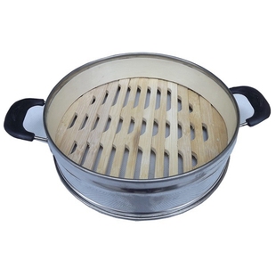 沙县小吃蒸笼不绣钢竹底蒸笼半钢蒸饺笼蒸屉包子饺子笼竹笼