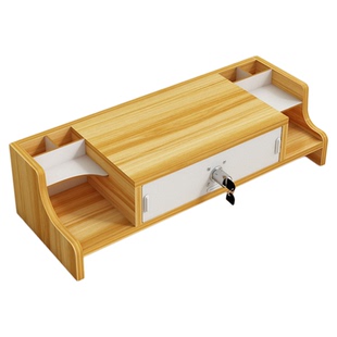 电脑增高架女生工位屏幕垫高支架办公室台式带抽屉桌面收纳置物架