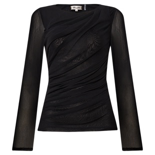 [弹力网纱]DVF2026春夏新款经典简约黑色弹力网纱上衣BL4T001