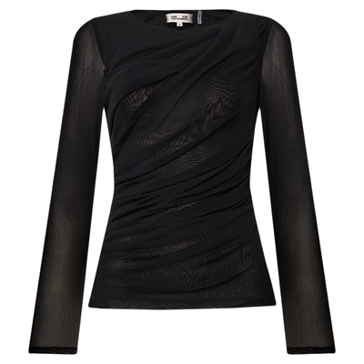 [弹力网纱]DVF2026早春新款度假经典黑色弹力网纱上衣BL4T001