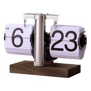 创意自动翻页时钟复古客厅摆件座钟机械数字钟表摆台装饰乔迁礼物