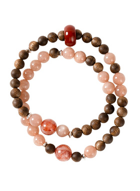 【好运引流】太阳石红胶花南红玛瑙沉香手串增强气场正能量女手链