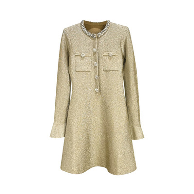 早春2026朱珠同系圆领针织连衣裙