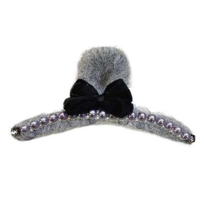 9.21韩国baket发饰毛线珍珠蝴蝶结发夹秋冬新款甜美简约抓夹发卡