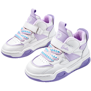 芭比童鞋女童鞋子2025新款冬季二棉鞋加绒板鞋儿童休闲运动鞋冬鞋