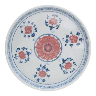 小谦山房宣德青花釉里红宝相纹盘手工壶承陶瓷干泡台中式高端茶具