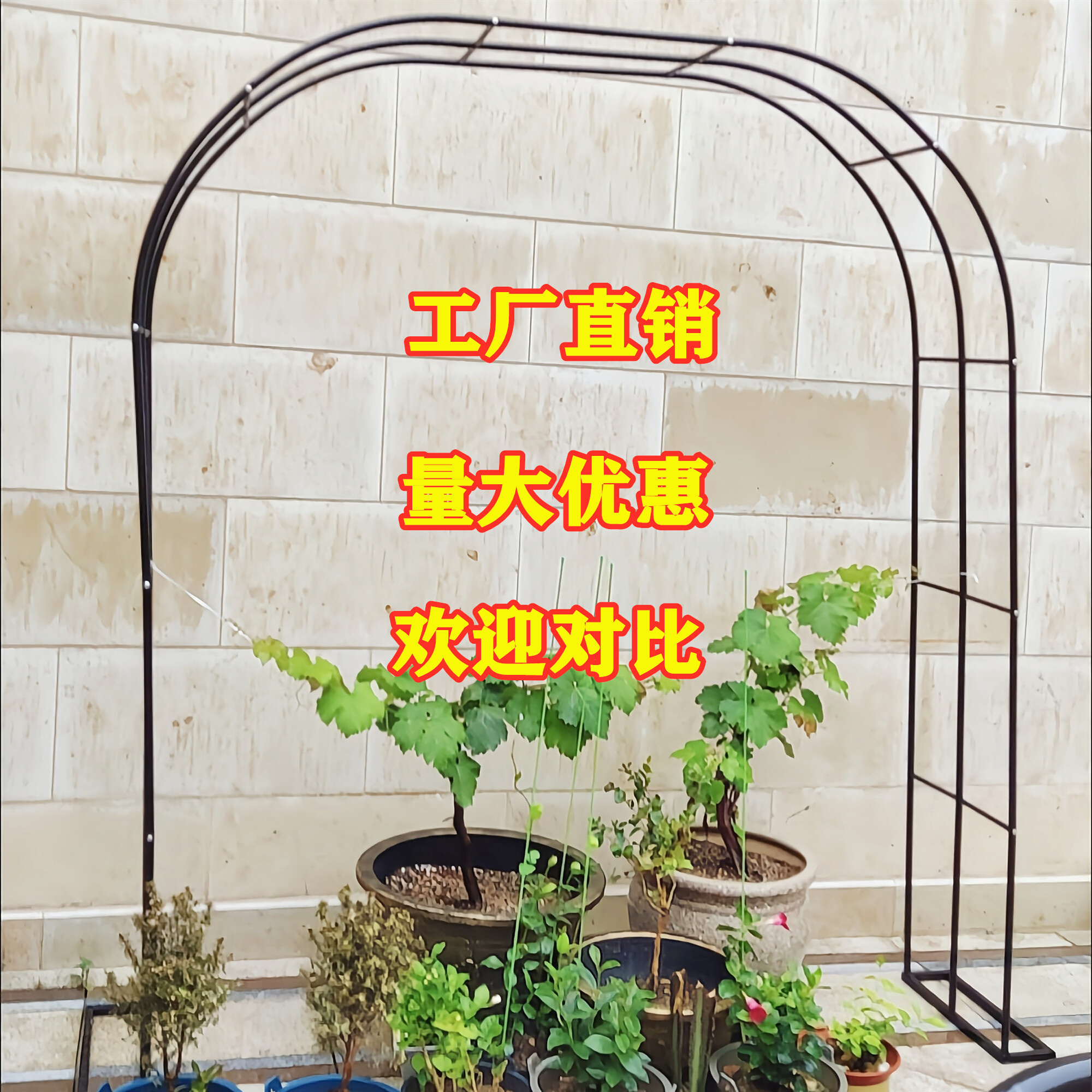 地园围铁院加棚加架藤落门花饰栏户弧固粗花艺架防装锈庭爬形菜外