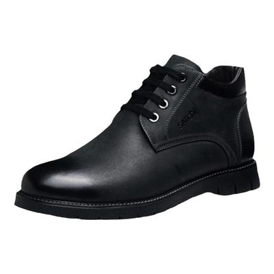 沙驰男鞋冬季新款保暖高帮棉皮鞋