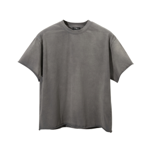 Terrawear手工做旧水洗宽松纯棉经典中性短袖T恤 黑/灰两色