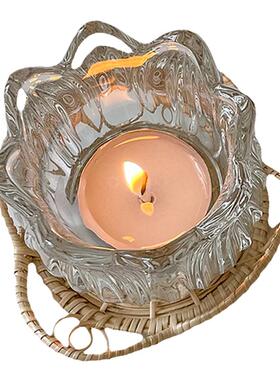 ins风郁金香玻璃烛台花朵蜡烛家居摆件餐桌装饰咖啡馆拍照道具