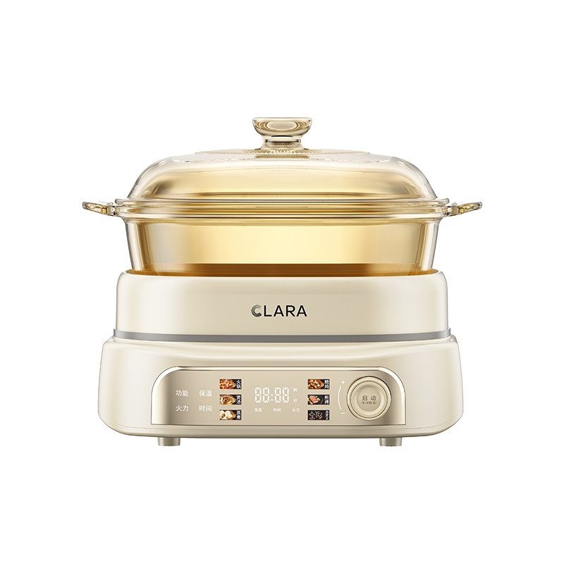 Clara可莱多功能锅全玻璃料理锅涮烤锅煎烤肉火锅煮锅0涂层分体式