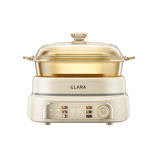 CLARA全玻璃多功能料理锅涮烤锅煎烤肉火锅电蒸煮锅0涂层分体式