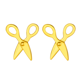 百泰小剪刀黄金耳钉足金999耳饰剪子养耳棒金耳坠女几何时尚耳棍