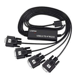 灵派 USB转RS232一拖四串口线一拖二串口线英国FT232芯片com口DB九针数据线转换器usb转RS232双串口四串口