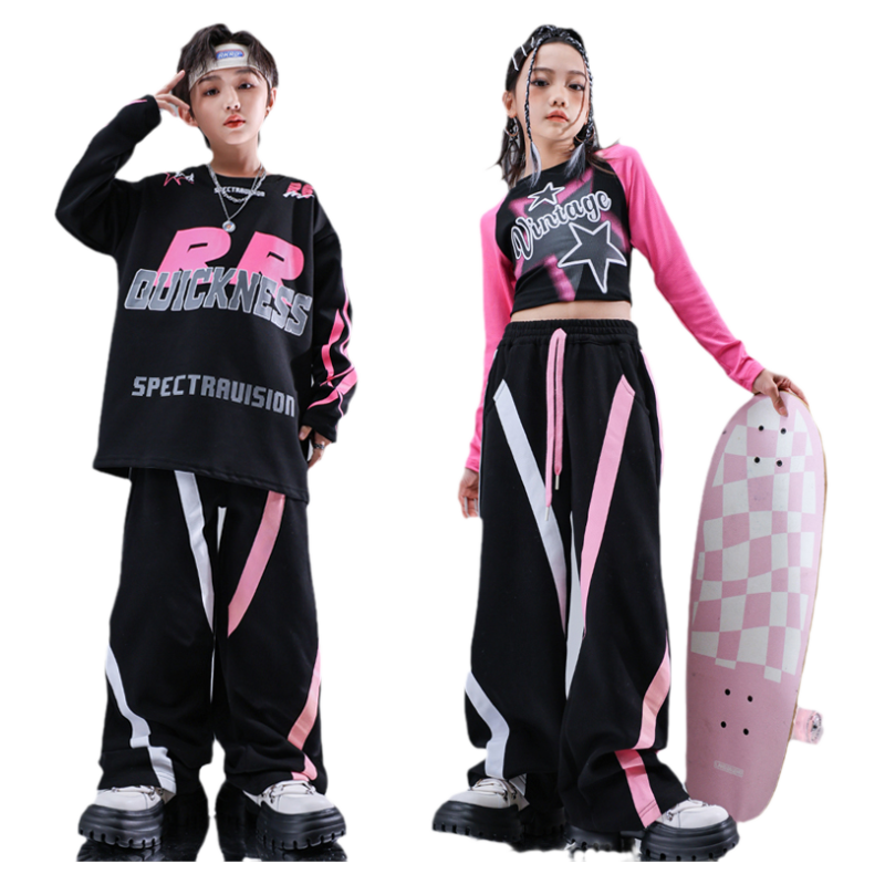 小学生运动会服装儿童街舞表演服男童嘻哈潮装女童爵士舞演出服秋