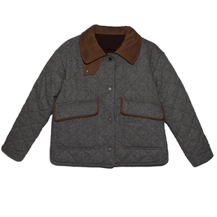 巴恩风棱格纹夹绒加厚双色双面夹克短外套BOA ON ARTS原创设计