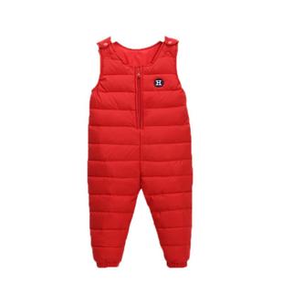 冬装宝宝羽绒背带裤儿童爬服男童婴儿羽绒裤女童加厚保暖绒连体衣