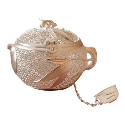 容山堂茗华银泡茶球银制茶叶过滤器滤茶球银茶漏滤网套装茶宠