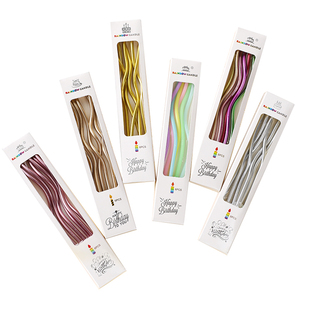 蛋糕装饰摆件复古蜡烛生日派对烘焙甜品台曲线弯曲蜡烛网红插件