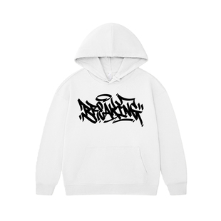 蜜丘琳Breaking街头风涂鸦字母连帽卫衣男女潮牌套头帽衫BBOY帽衫