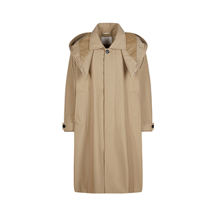 速写男装春秋新款风衣外套男连帽长款风衣可拆卸帽优雅松弛户外感