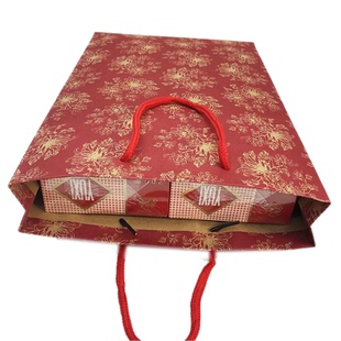 牛皮纸袋手提袋5条烟袋酒袋礼品袋红花中号包装袋服装2条烟袋酒袋