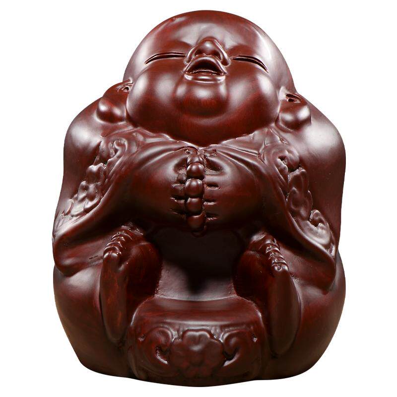 摆件车内红木玄关弥勒佛像