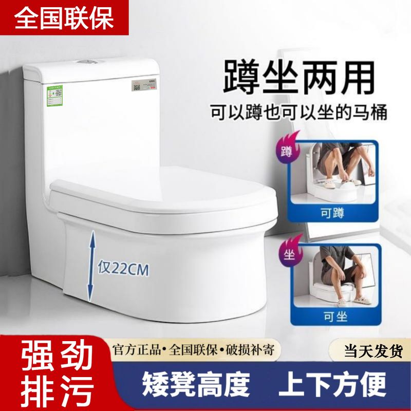 蹲坐两用马桶防臭台式蹲便器免砌台改造双用蹲坑直冲坐便一体水箱