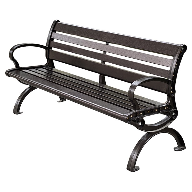 公园椅户外长椅庭院靠背休闲座椅防腐木实木塑木长条坐凳子铸铁艺