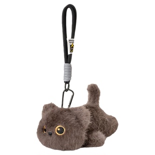 正版小黑猫毛绒挂件猫咪玩偶三花猫公仔书包背包挂饰玩具生日礼物