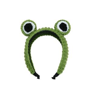 可爱大眼睛青蛙发箍女洗脸敷面膜卡通针织发卡头窟防滑压发宽头箍