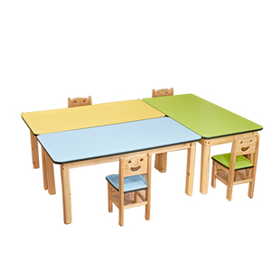 培训机构小学生课桌椅幼儿园实木彩色儿童拼接木桌组合辅导美术桌