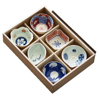 MinoYaki有田烧蘸料小碗6只木盒