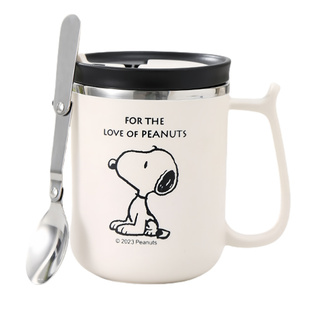 史努比马克杯带盖304不锈钢水杯家用办公室咖啡杯高颜值泡茶杯子