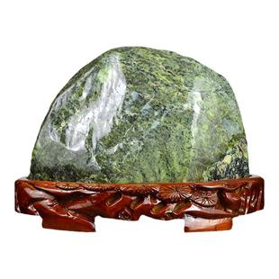 泰山墨玉石可送礼雕花底座办公室摆件家居饰品靠山