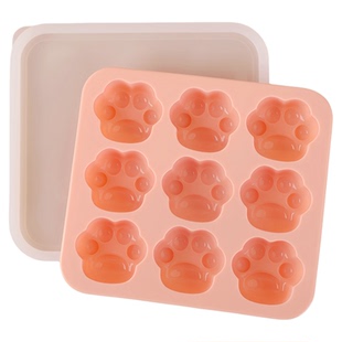 卡通猫爪食品级硅胶模具儿童辅食蒸糕冰块9格米糕宝宝馒头模可蒸