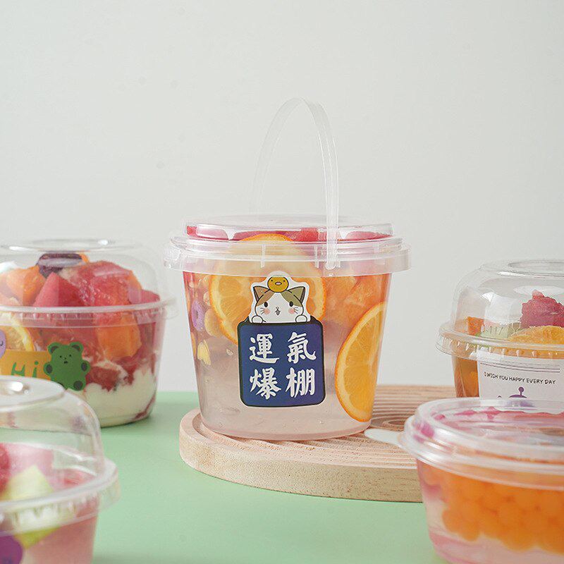 1水果捞打包盒冰粉碗汤圆白凉粉水芋碗糖甜品商用专用一次性圆碗