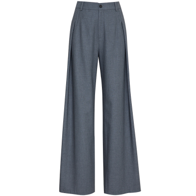 夏莫卡时髦松弛感老钱灰色阔腿裤