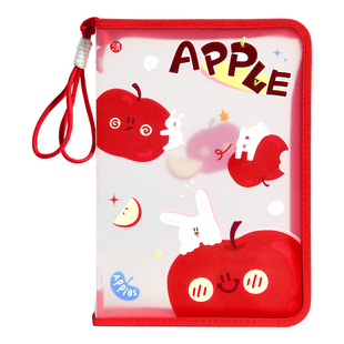 三年二班喵兔联萌手提拉链文件包初中生专用透明文件袋科目分类袋