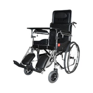 鱼跃轮椅H009B可半躺高靠背轻便可折叠带坐便餐桌瘫痪老人轮椅车