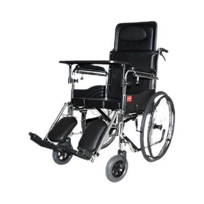 鱼跃轮椅H009B可半躺高靠背轻便可折叠带坐便餐桌瘫痪老人轮椅车