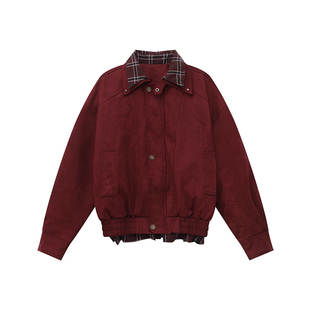 冬季圣诞假两件拼格子夹克羽绒服男生麂皮外套韩系宽松白鸭绒上衣