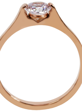 钛钢镀18K玫瑰金闪钻简约女戒指