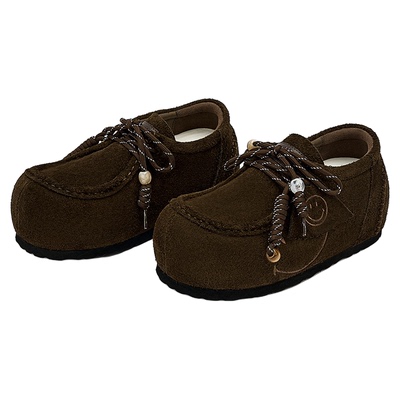 SMILEY笑脸咖色厚底增高袋鼠鞋女