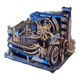 ROKR若客轨道迷城星港械城轨迹滚珠积木儿童玩具木质拼装模型拼图